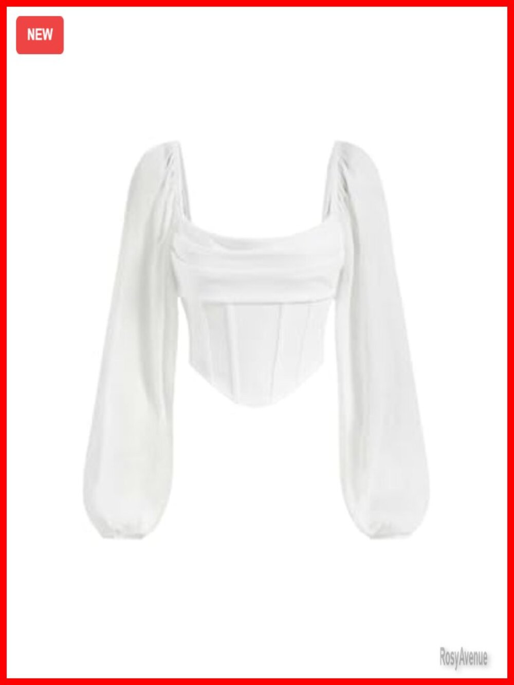WDIRARA Women's Square Neck Mesh Long Sleeve Corset Crop Top